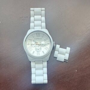 Express Women’s White Chronograph Watch – 44mm – Extra Links Included